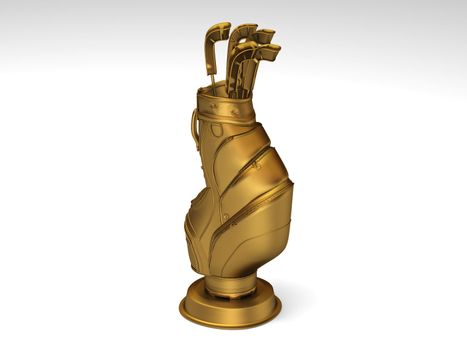 Closeup on a golden golf trophy