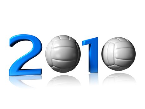 It's a big 2010 volley logo on a white background