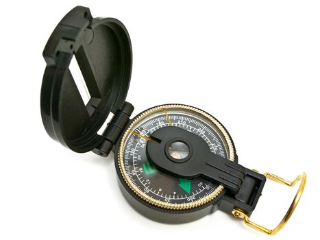 Single compass against the white background