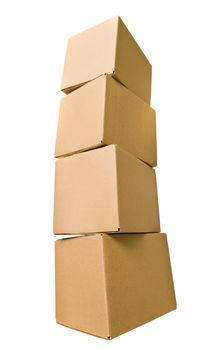 Stack of Cardboard Boxes isolated on white background