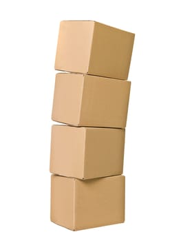 Stack of Cardboard Boxes isolated on white background