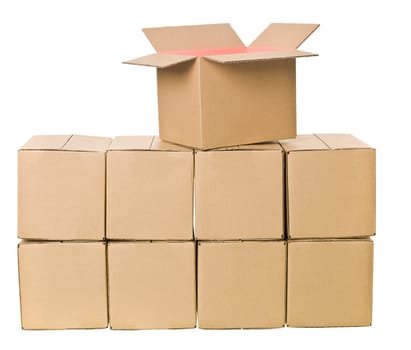 Stack of Cardboard Boxes isolated on white background