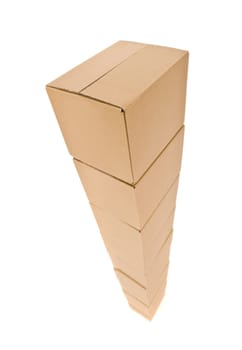 Tower of Cardboard Boxes isolated on white background