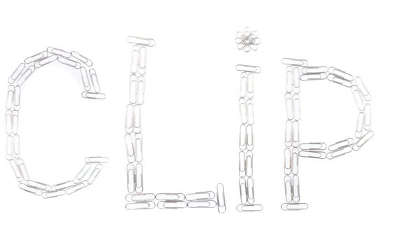 Word "CLIP" from paper clips