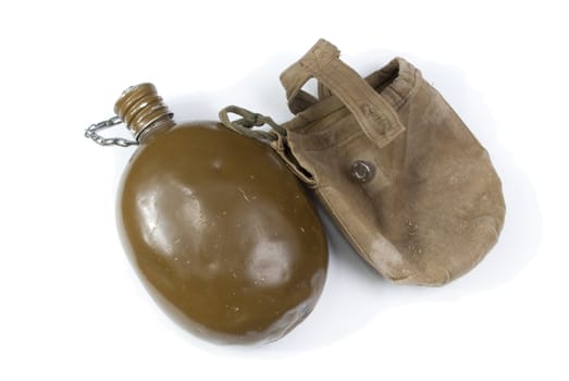 soldier's flask on white background