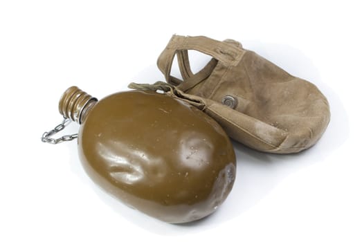 soldier's flask on white background