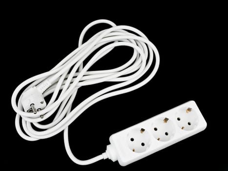 Photo of the extension cord against the black background