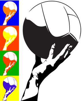 illustration of the white ball in the woman hand 