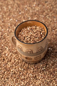 buckwheat in wooden cup