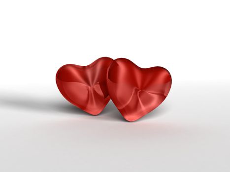 red 3D velvet hearts for holiday, Valentine`s or love theme designs