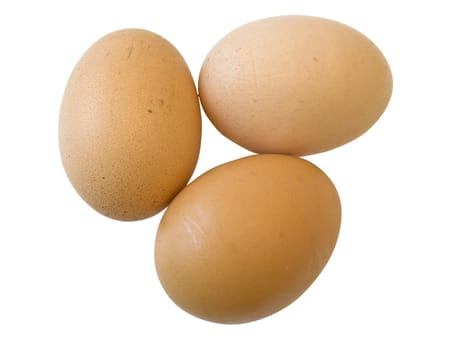 Three isolated eggs against the white background