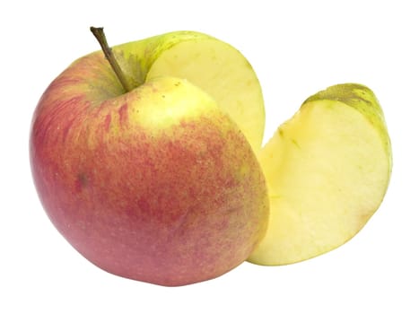 Isolated apple with slice against the white background