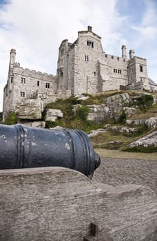 Low angle shot of Saint Michael's Mount in Marazion, Cornwall, UK