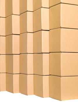 Arranged cardboard boxes