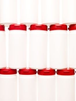 Formation of Plastic cans isolated on white background