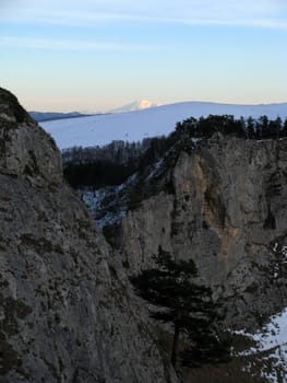 The main Caucasian ridge; rocks
