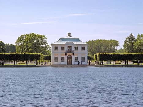 "Monplaisir" palace in St. Petersburg                               