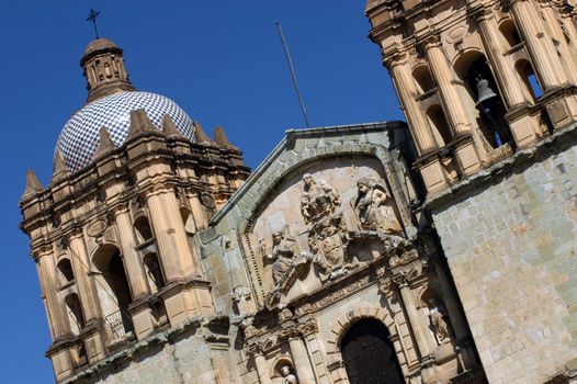 Detail of cathedral in Oaxaca city in Mexico