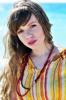 portrait of summer girl on the sea