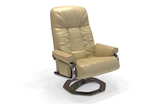leather armchair isolated on white background 3d render