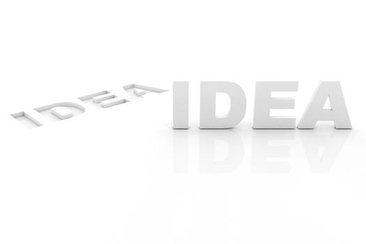 The word Idea cutted from white background 3d rendering