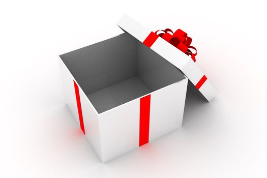 Opened present box isolated on white background 3d render