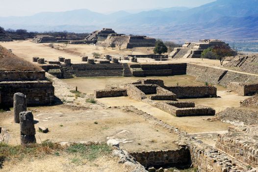 Ancient ruins on Monte Alban in Mexico