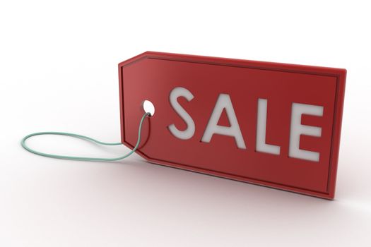 Red Sale Tag on white background 3d rendering