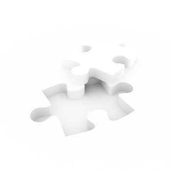 white cutted puzzle 3d render