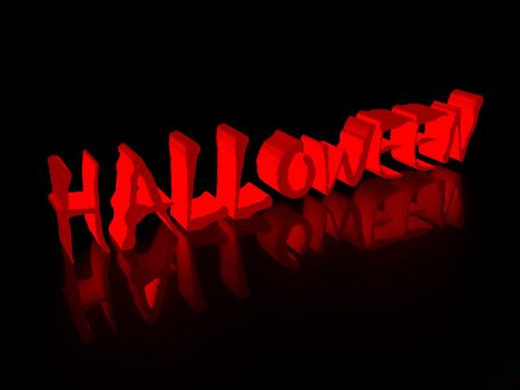 Inscription halloween on a black background 3d render