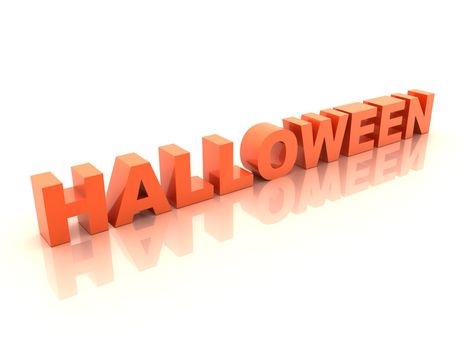 Orange halloween inscription on white 3d render