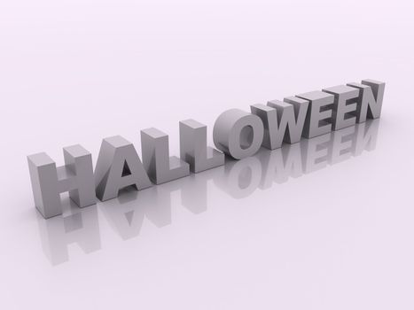 Gray halloween inscription on white 3d render