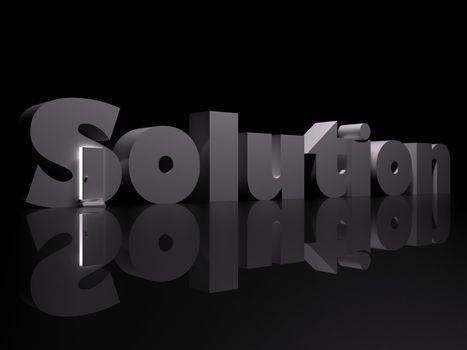 the door in the letter s in the word solution 3d render