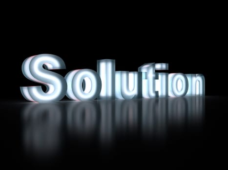 solution word on black background