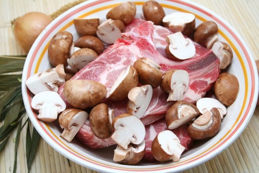 Meat and mushrooms