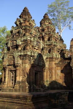 Towers view of the Prasat Kravan temple in Angkor