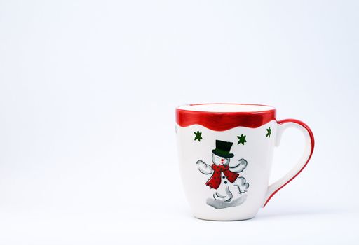 Christmas Mug with a Snowman on a white background.