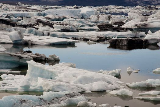 Jokulsarlon lake iceberg lagoon  Southeast of Iceland. Summer day