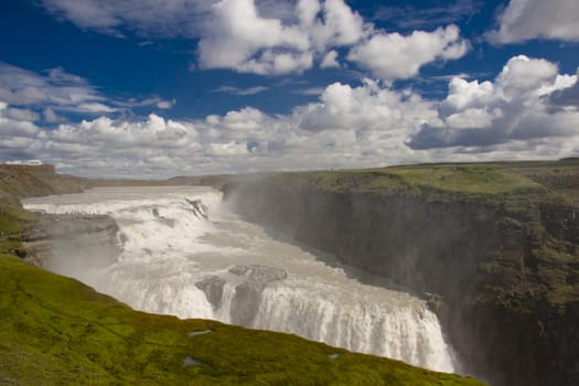 Gullfoss big and beauty waterfall in Iceland.