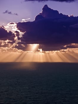 The beautiful twilight colours during a winter Mediterranean sunset