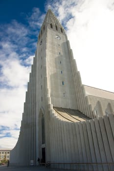Hallgrimskirkja modern church in Reykjavik - Iceland. Summer day.
