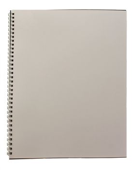 Notebook with rings, gray cover, over white background