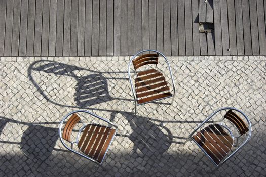 Top view of chairs in the restaurant