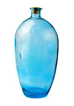 Blue glass jar isolated on white