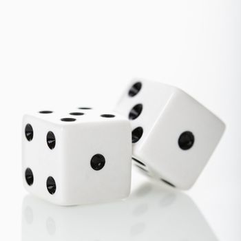 Two white dice.