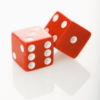 Two red dice.