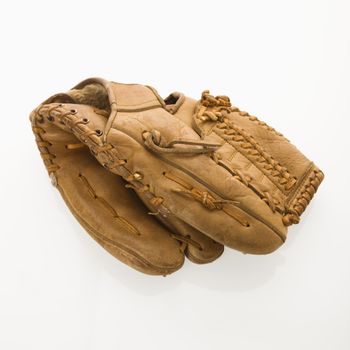 Baseball glove on white.