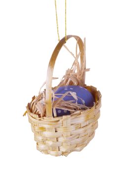 easter decoration miniature basket with egg isolated