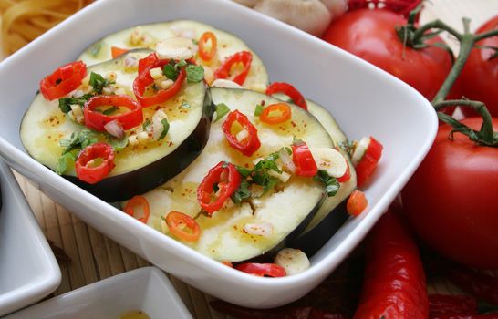 fresh aubergines