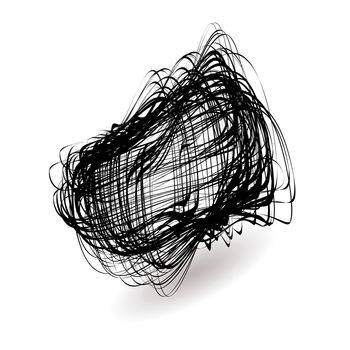 Illustrated black mess of a squiggle icon with drop shadow